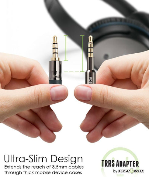 FosPower 3.5mm Male to Female Auxiliary Stereo Audio Headphone Jack AUX Adapter [4-Conductor TRRS | 24K Gold Plated