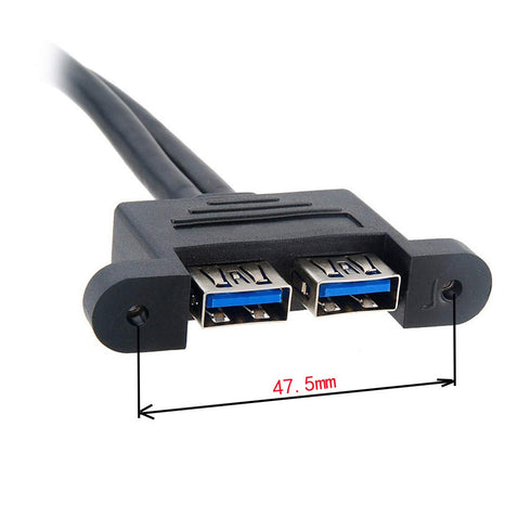 chenyang USB 3.0 Front Panel Header 19/20Pin, 1 Male to 2 USB 3.0 Female Panel Port Extension Cable with Mount Screw