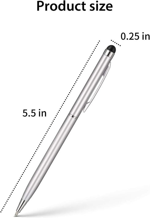 32 Pieces Stylus Pen for Touch Screens - 2 in 1 Universal Ballpoint Fine Tip Metal Pens, Black Ink for Most Capacitive