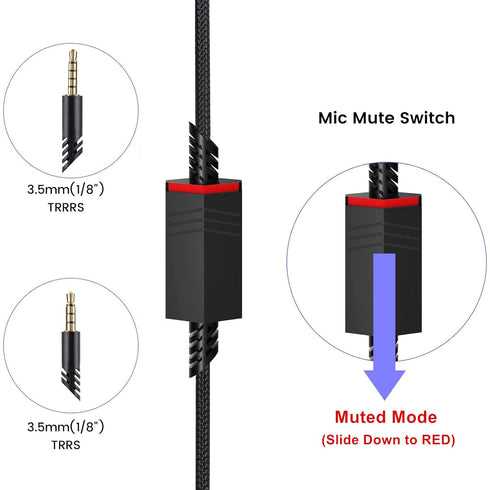 weishan A40 Cord Replacement for Astro A10 A40 TR Headsets, 3.5mm Braided Detachable Audio Cable with Mic Mute