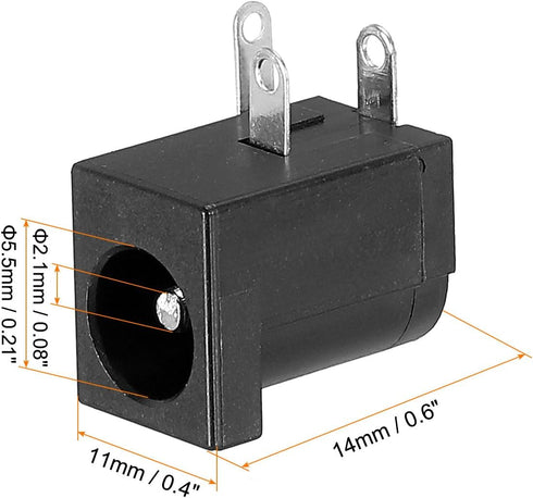 PATIKIL 5.5x2.1mm DC Power Connector, 5 Pack 3 Pin PCB Mounting Female Plug Jack