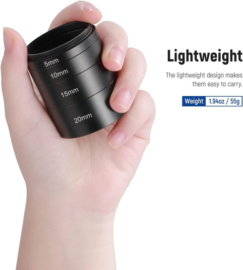 NEEWER 4 Pcs T2 Extension Tube Kit, 5mm 10mm 15mm 20mm with M42x0.75mm Thread for Astrophotography