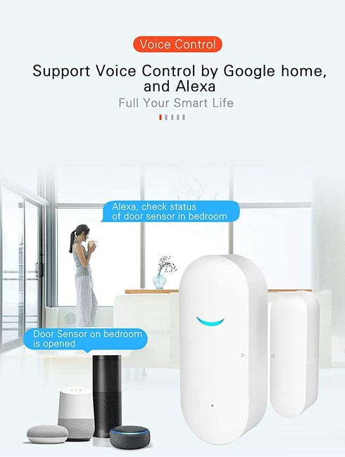 WiFi Door and Window Sensors, Tuya Smart Alarm with Free Notification APP Control, 1-Pack