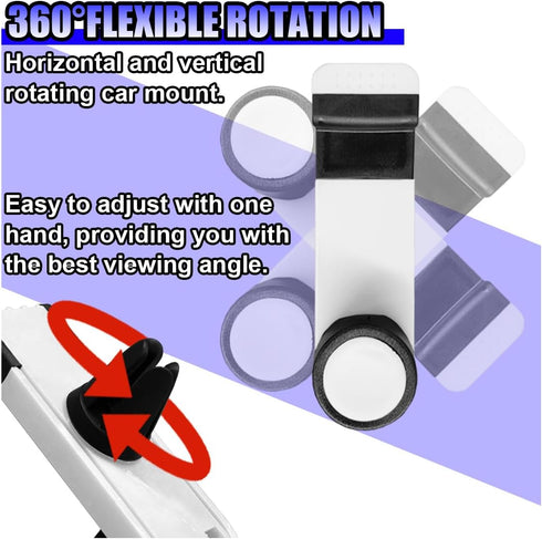 Tuxihapp 360 Car Phone Holder Mount for Air Vent - Stretchable Cell Phone Stand Car Mount with Rotation - Universal
