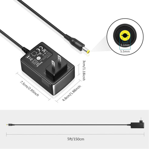 Basicvolt 5V 2A AC Adapter, Versatile Power Supply Wall Charger with 8 Tips for Camera, BT Speaker, GPS, USB Hub, TV Box