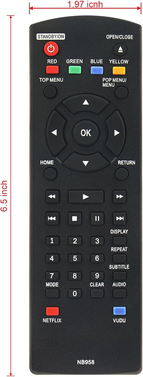 NB958UD NB958 Replacement Remote for Magnavox Blu-ray Disc DVD Player MBP5210 MBP5220F/F7