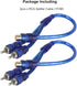 RCA Audio Cable Connector 1 Female to 2 Male, Clear Blue RCA Speaker Splitter Shielding Cable Adapter (2 Pack)
