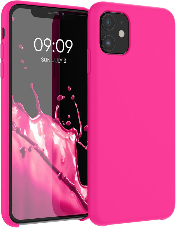 kwmobile Case Compatible with Apple iPhone 11, TPU Silicone Phone Cover with Soft Finish, Neon Pink