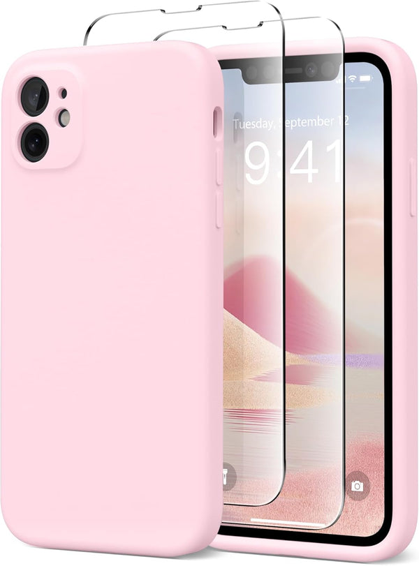 iPhone 11 Case, Chalk Pink, Slim Shockproof, MagSafe Compatible, Full Camera Protection, Includes 2 Screen Protectors.