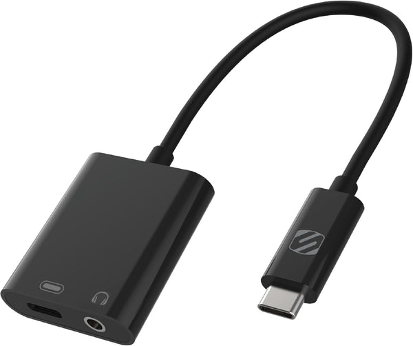 Scosche CAAP StrikeLine USB Type-C Headphone Adapter with 3.5mm Aux Input and USB-C Charging Port