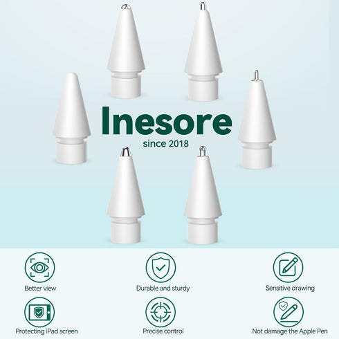 Inesore Pro/USB-C/1st Gen/2nd (12 Pack) for Apple Pencil Tips Accessories with Exquisite Pen Tip Storage Box,Upgraded