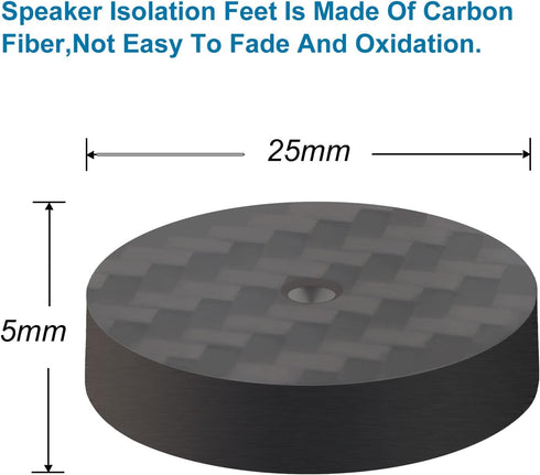 Monosaudio 4Pcs Carbon Fiber Isolation Speaker Spikes Pads, 25X5mm for Audio, Speakers, Subwoofers