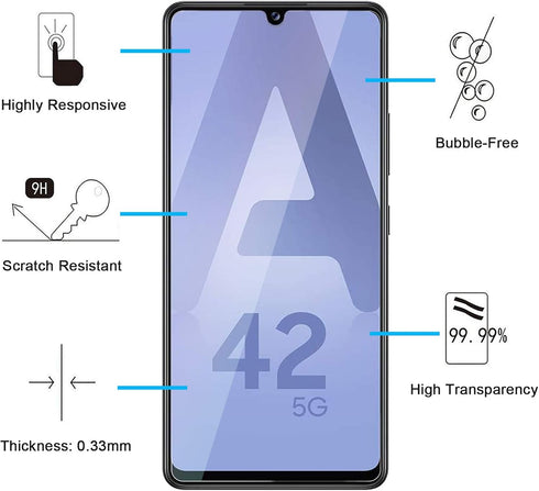 NEW'C 3 Pack Designed for Samsung Galaxy A42 5G, Galaxy M12 Screen Protector Tempered Glass, Case Friendly Anti Scratch Bubble Free Ultra Resistant