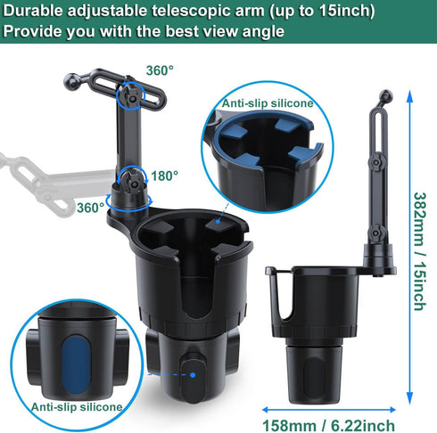 Magnetic Car Cup Holder Phone Mount for MagSafe, Cuxwill 2 Pack with Cupholder Expander for iPhone