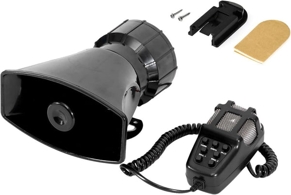 PARTOL Car PA System Truck Siren Horn, 7 Tone Sound with Mic, 100W 12V Emergency Sound Amplifier with Microphone