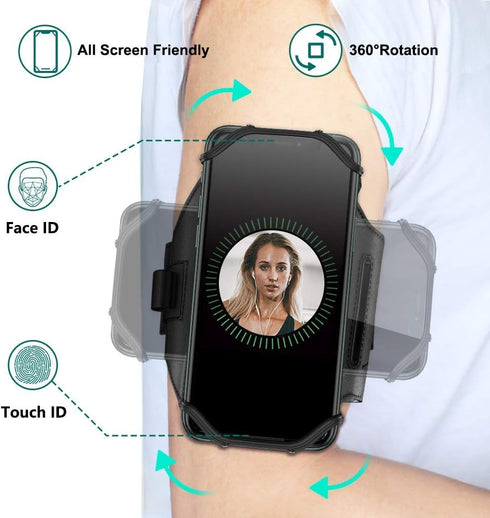 VUP 360Rotatable MP3 4-6.7 Inch Detachable Running Phone Holder Armband for iPod Player iPhone, Fits All Smartphone
