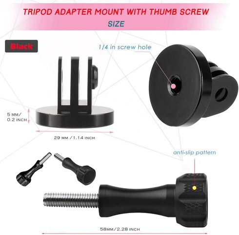 Aluminum Tripod Mount Adapter for GoPro, Action Camera, Threaded Mount Adapter, Two Groups