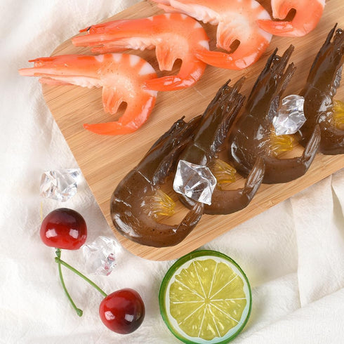 8PCS Fake Shrimp Artificial Shrimp Figures Simulated Cooked Shrimps Realistic Shrimps Model Food for Kitchen Home