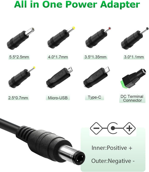 18V 1A 18W DC Power Supply Adapter AC/DC Charger 100V-240V to DC 18 Volt Replacement Power Cord for Camera