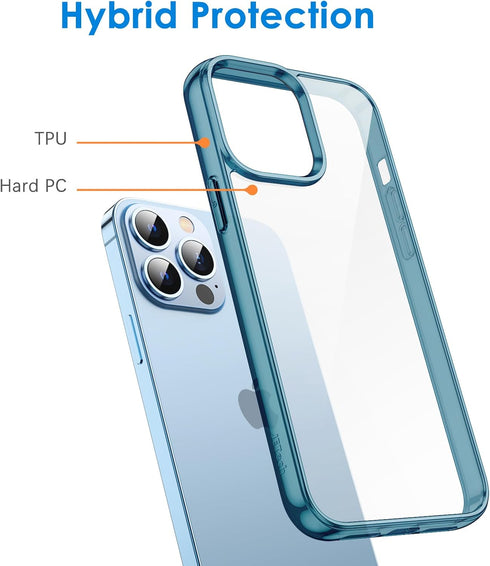 JETech iPhone 13 Pro Case 6.1-Inch - Non-Yellowing Shockproof Bumper Cover with Anti-Scratch Clear Back (Navy Blue)