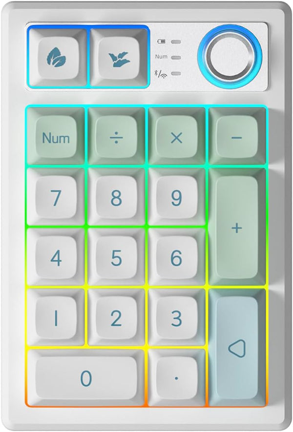 Gasket Creamy Mechanical Numpad, Wireless 2.4G/Bluetooth 5.0/Wired USB-C, RGB Backlit, Rechargeable Number Pad
