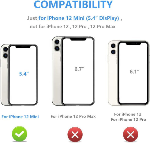 ONETOP Compatible with iPhone 12 Mini Wallet Case, PU Leather Kickstand with Card Holder, Shockproof Cover 5.4 Inch
