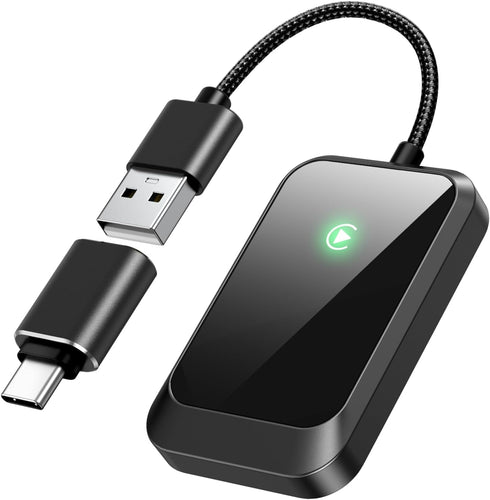 Lincisoonic Wireless CarPlay Adapter for iPhone Plug-and-Play with USB-A Extension & USB-C Connector,