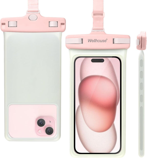 wellhouse Waterproof Phone Pouch for iPhone 15 14 13 12 Pro Max XS, IPX8 Cellphone Dry Bag Beach Essentials-Luminous