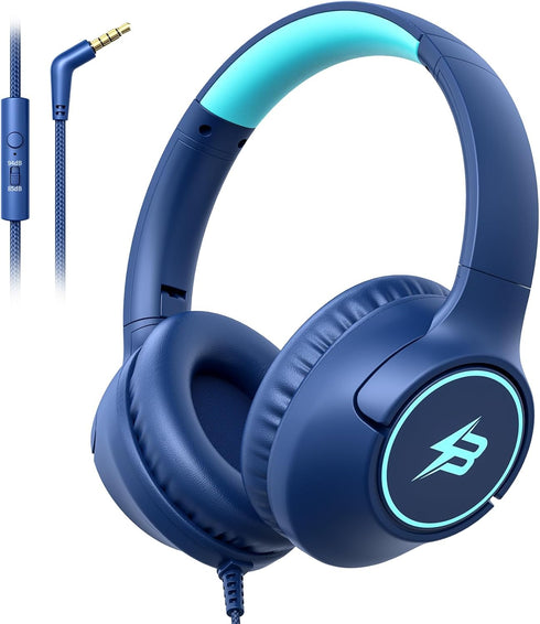 Kids Headphones Wired for School, 85/94dB Volume Limit, Wired Over Ear Headphones