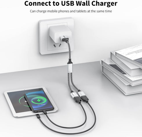 USB 2.0 Adapter, Dual USB Port Extender Hub for Laptop, Mac, Tesla Model 3 Charging and Data Transfer