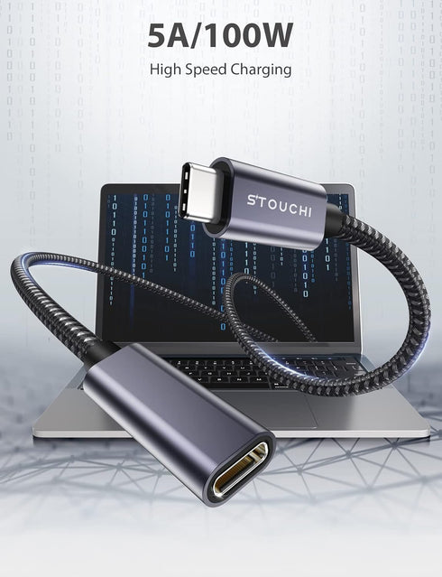 Stouchi USB C Extension Cable 10FT/3M, USB C Extension Cable Type C 3.1 Male to Female Fast Charging & Audio Data Transfer for iPhone 15, iPad Mini/pro, MacBook Air M2/ M1 Mac Mini/pro, Mag- Safe