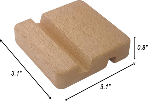 GAMMOOD (0.8 3.1 3.1) Beech Wood Phone Stand, Square Shape Double Slot Wooden Phone Holder