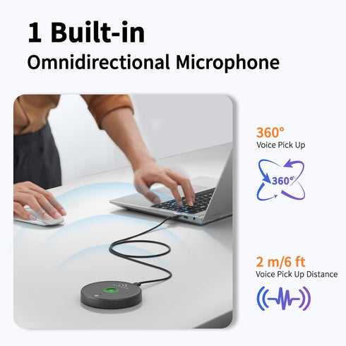 AIRHUG USB Microphone, Desktop Computer Mic, Mute Button with LED, AI Noise Reduction, Plug & Play
