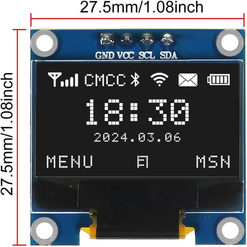 AITRIP 5PCS 0.96 Inch I2C 12864 128x64 SSD1306 OLED IIC Display Module Pixel Mini Self-Luminous OLED Screen Board