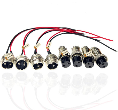 Lsgoodcare 4Pcs GX20-2Pin Male Aviation Connector Power Cable Electrical Terminal Socket with 20Awg Cable Connector Plug with 4Pcs 20MM 2Pin Aviation Plug Socket Female Metal
