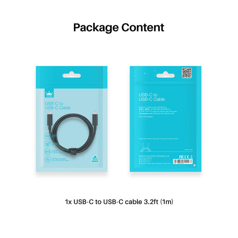 HUION Full-Featured USB-C to USB-C Cable Support USB3.1 GEN2 DP Signal for Kamvas 12/13/16/22/24 Graphic Tablet, 3.2ft