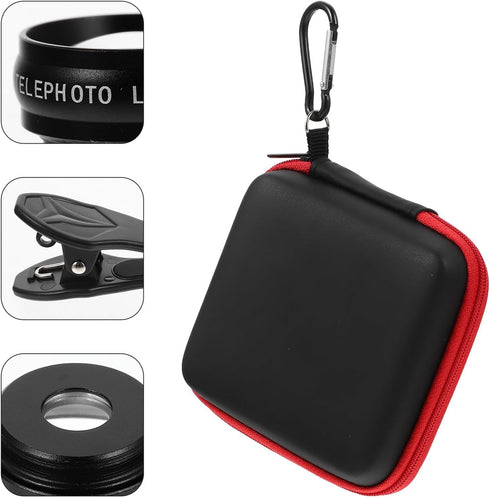 Levemolo 10-in-1 Set Black Phone Camera Lens Kit with Wide-Angle and Macro Lenses, Universal Clip-on Mobile Phone Lens