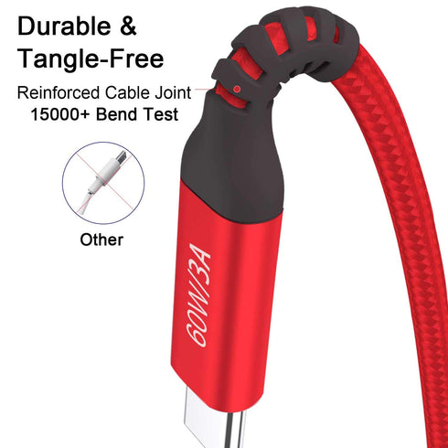 15FT USB C to USB C Cable 2-Pack, 60W/3A Fast Charge for Samsung Galaxy S20 S21, MacBook, iPad Pro, PS5, Xbox.