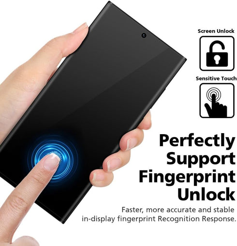 2 Pack Privacy Screen Protector for Galaxy S22 Ultra, Full Glue Anti-Spy PET EPU Hybrid, Fingerprint Compatible, Easy