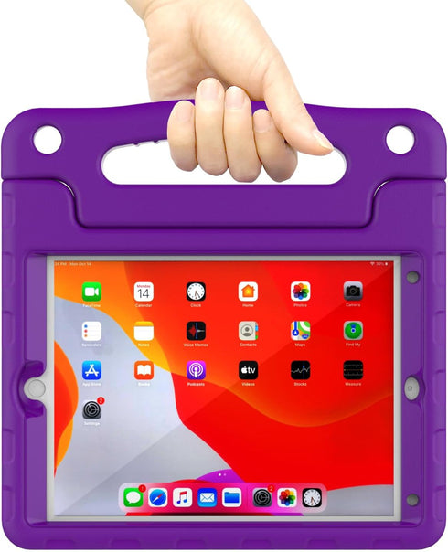 MAISON iPad 9th/8th/7th Generation Case, Shockproof Handle Bumper Stand Cover with Built-in Screen Protector - Purple