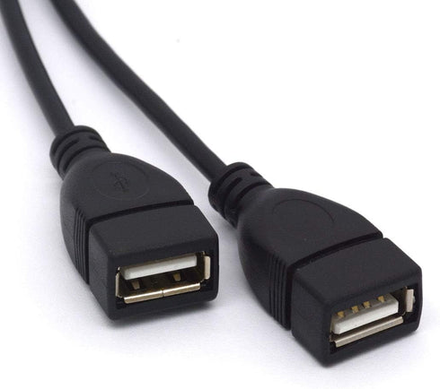 Left Angled USB Splitter Cable, 90 Deg USB 2.0 A Male to Dual Female Data Charging Adapter Cord
