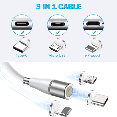 AICase Magnetic Charging Cable, Super Organized Retractable Fast Charging Cable, 3 in 1 Self Winding Phone Cable with