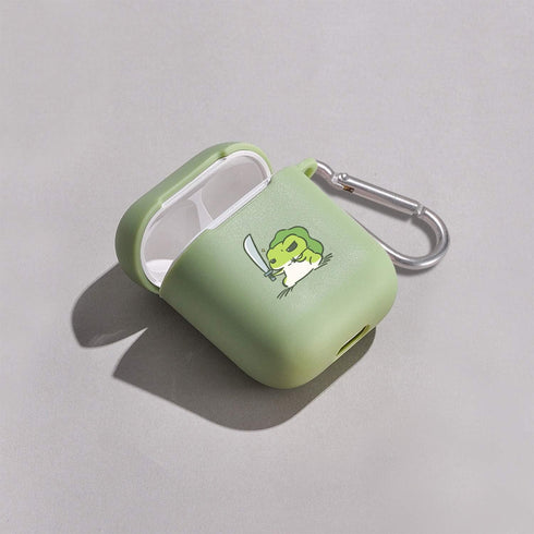 MAYCARI Cute Frog Case for AirPods 2&1 with Keychain, Green Animals Design Protective Soft TPU Cover