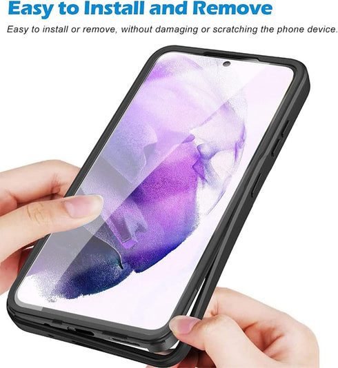 CCSamll Clear Case for Samsung Galaxy S21 5G with Screen Protector, Slim Shockproof TPU Bumper, QC Pink Full Body