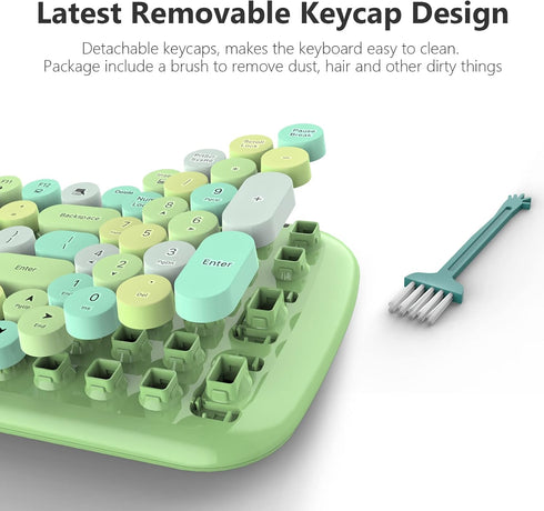 MOFII Wireless Keyboard and Mouse Combo, 2.4GHz Retro Typewriter Keyboard and Cute Mouse for Windows