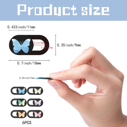 6Pcs 0.04 Inch Laptop Camera Cover Slide Butterfly Ultra Thin Webcam Privacy Cover Security Guard Slide Phone Webcam