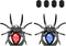 2pcs Spider Cell Phone Ring Holder Stand with 4pcs Hanging Hook for All Smartphones and Tablets (Blue+Red)