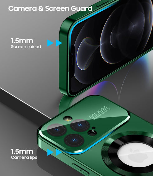 Magnetic Case for iPhone 12 Pro Max, Compatible with MagSafe, Built-in Camera Lens Protector, Military Grade Drop