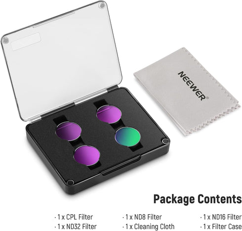 NEEWER ND Filter Set for Insta360 GO 3S, CPL+ND8+ND16+ND32, Multi Coated HD Optical Glass Action Camera Accessories