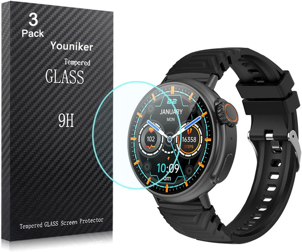 3 Pack Screen Protector Tempered Glass Compatible with MISIRUN GT88 1.52 inch Smart Watch, Anti-Scratch Foils